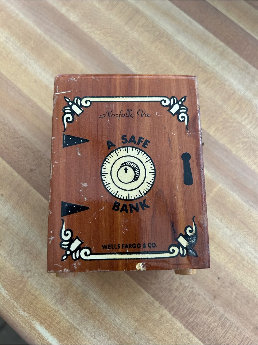 Wells Fargo A Safe Bank Wooden Coin Bank - Brown